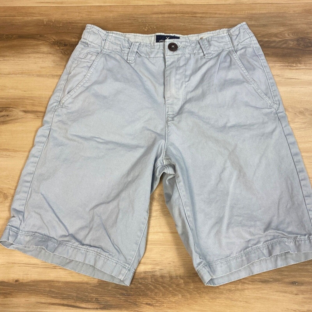 American Eagle Shorts Men's 28 Gray Cotton Classic Fit Flat Front